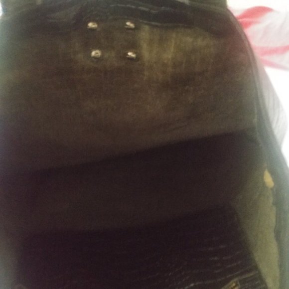 Vintage fendi black embossed croc gator gold tote - Picture 5 of 8